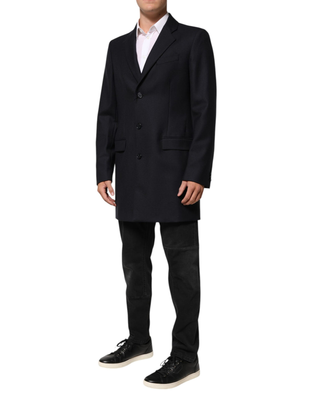 Dolce & Gabbana Men's Single Breasted Rayon Acetate & Virgin Wool Blazer - Dark Blue