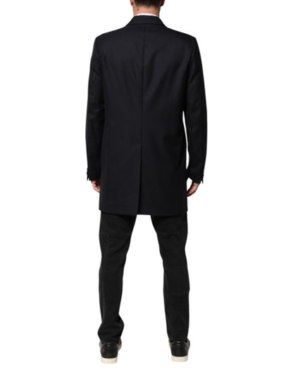 Dolce & Gabbana Men's Single Breasted Rayon Acetate & Virgin Wool Blazer - Dark Blue