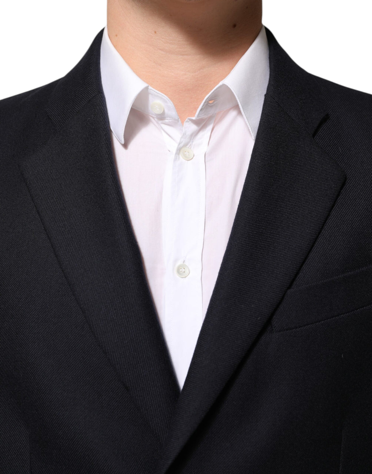 Dolce & Gabbana Men's Single Breasted Rayon Acetate & Virgin Wool Blazer - Dark Blue