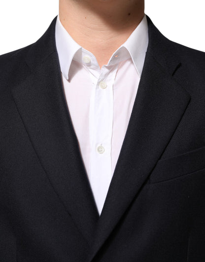 Dolce & Gabbana Men's Single Breasted Rayon Acetate & Virgin Wool Blazer - Dark Blue