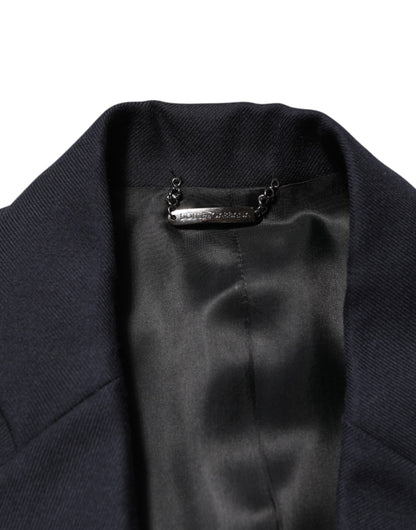 Dolce & Gabbana Men's Single Breasted Rayon Acetate & Virgin Wool Blazer - Dark Blue