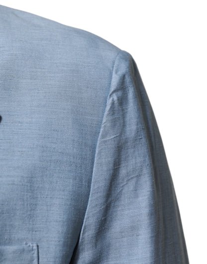 Dolce & Gabbana Men's Double Breasted Cotton Linen & Nylon Blazer - Light Blue