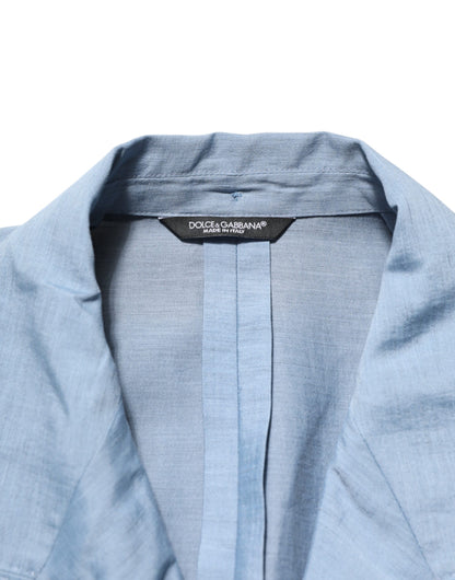 Dolce & Gabbana Men's Double Breasted Cotton Linen & Nylon Blazer - Light Blue