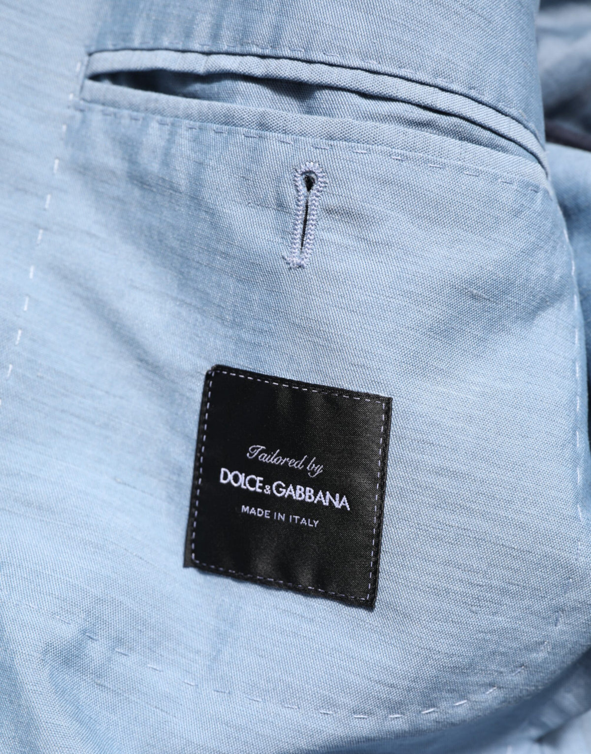 Dolce & Gabbana Men's Double Breasted Cotton Linen & Nylon Blazer - Light Blue