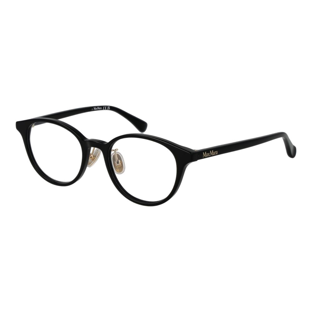 Eyeglasses Frames by Max Mara for women in acetate black features an refined silhouette, showcasing a sophisticated black coloured frame and refined full-frame frame design for a refined look.