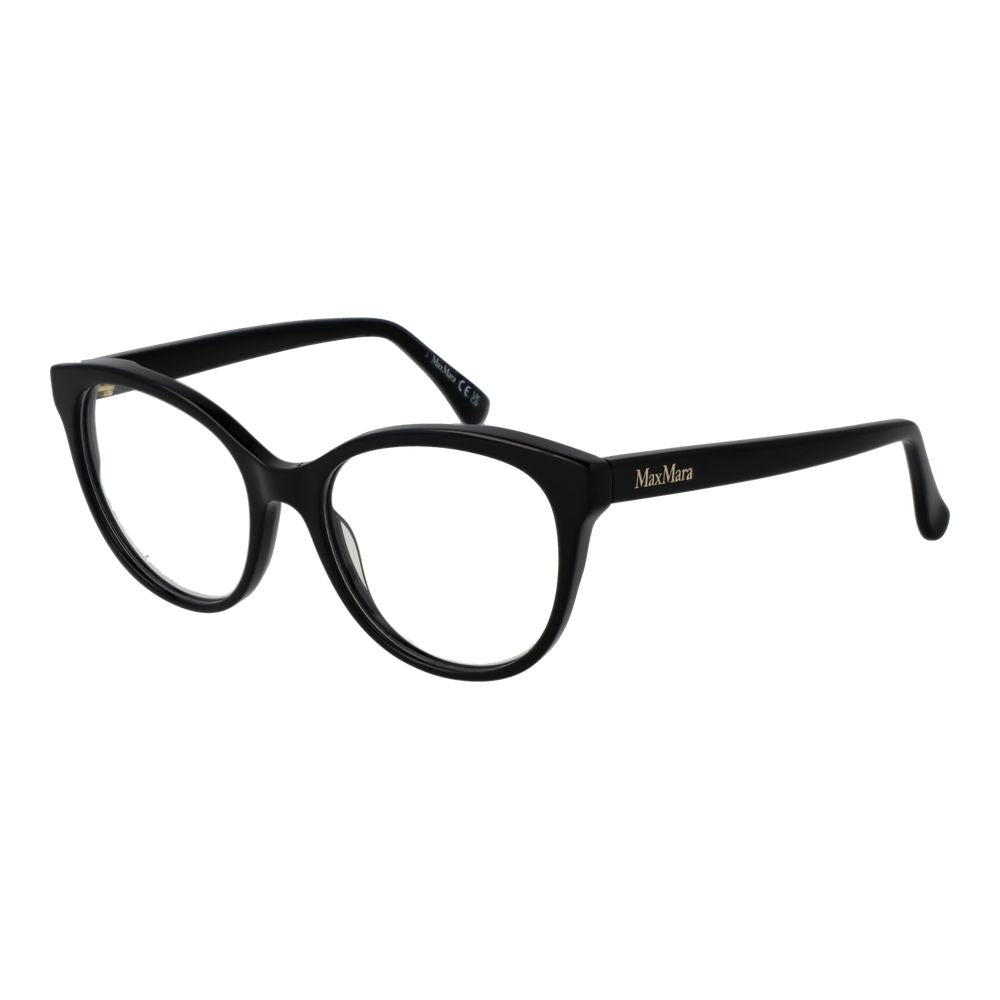 Eyeglasses Frames by Max Mara for women in acetate black showcases a refined full-frame frame design with a refined black coloured frame finish for a refined and sophisticated look.