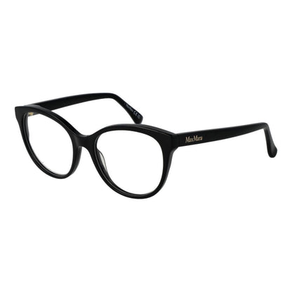 Eyeglasses Frames by Max Mara for women in acetate black showcases a refined full-frame frame design with a refined black coloured frame finish for a refined and sophisticated look.