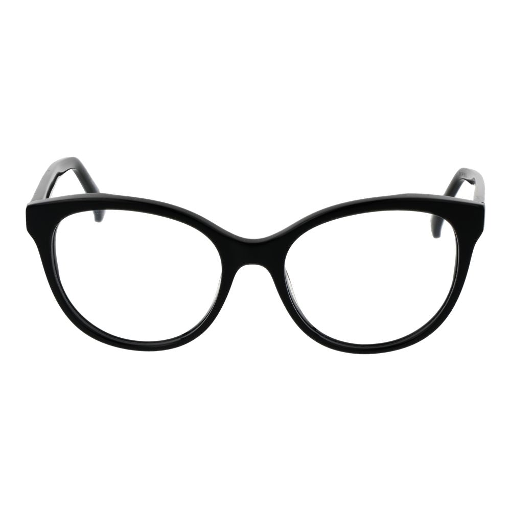 Eyeglasses Frames by Max Mara for women in acetate and black showcases an refined full-frame frame design featuring a sophisticated black coloured frame for an refined and refined aesthetic.