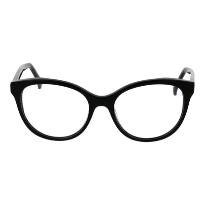 Eyeglasses Frames by Max Mara for women in acetate and black showcases an refined full-frame frame design featuring a sophisticated black coloured frame for an refined and refined aesthetic.
