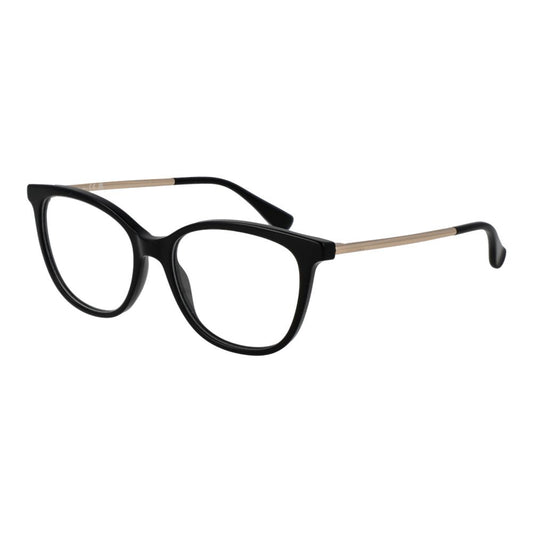 Eyeglasses Frames by Max Mara for unisex in acetate black showcases a reflective silhouette, artfully incorporating a sophisticated black coloured frame with a distinct full-frame frame design.