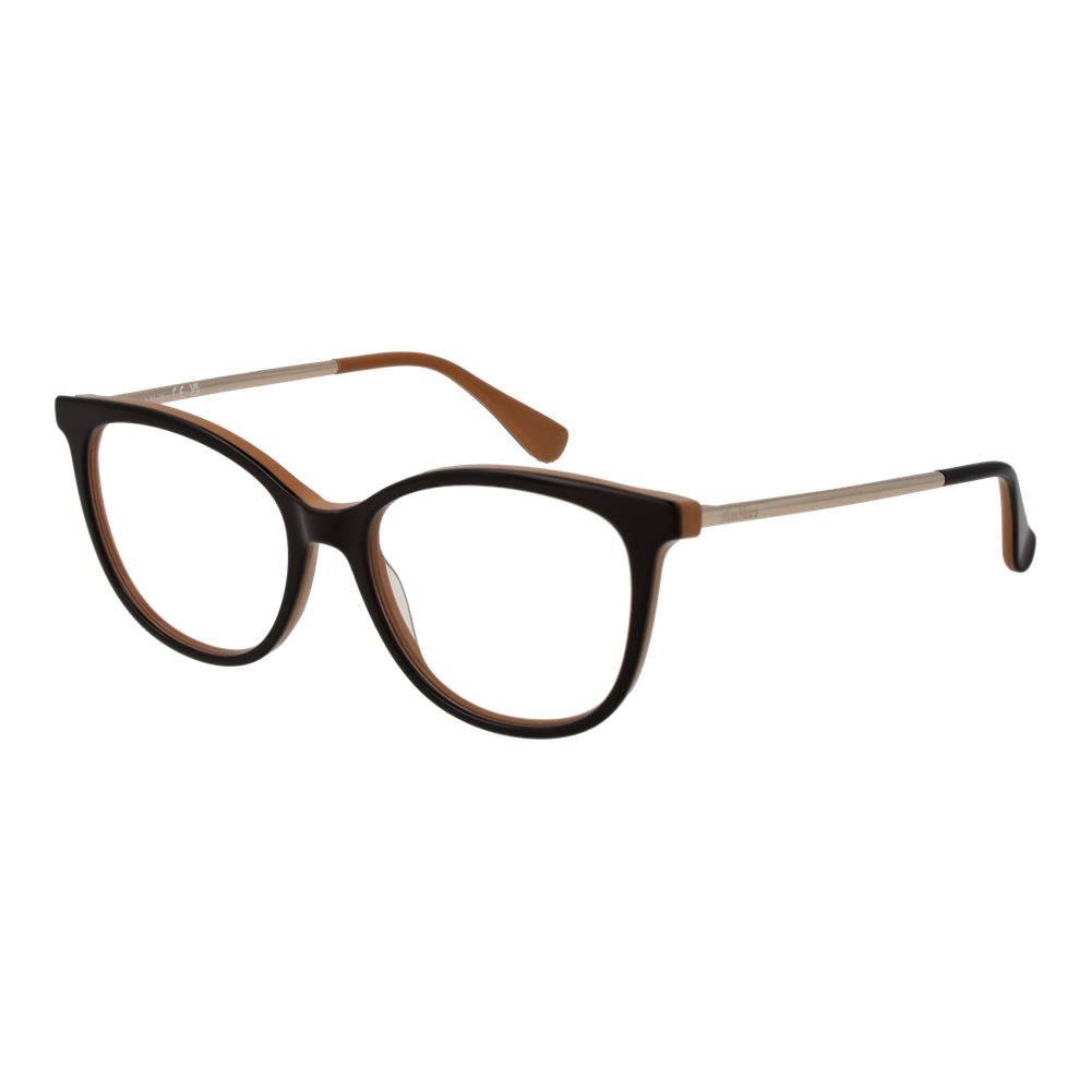 Eyeglasses Frames by Max Mara for women in acetate and brown showcases a refined silhouette, detailed with a brown coloured frame finish and a sophisticated full-frame frame design.