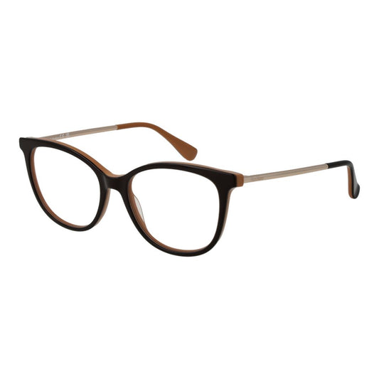 Eyeglasses Frames by Max Mara for women in acetate and brown showcases a refined silhouette, detailed with a brown coloured frame finish and a sophisticated full-frame frame design.
