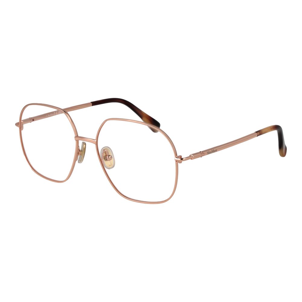 Eyeglasses Frames by Max Mara for women in metal rose-gold showcases a refined full-frame frame design with a refined rose-gold coloured frame finish for a refined and sophisticated look.