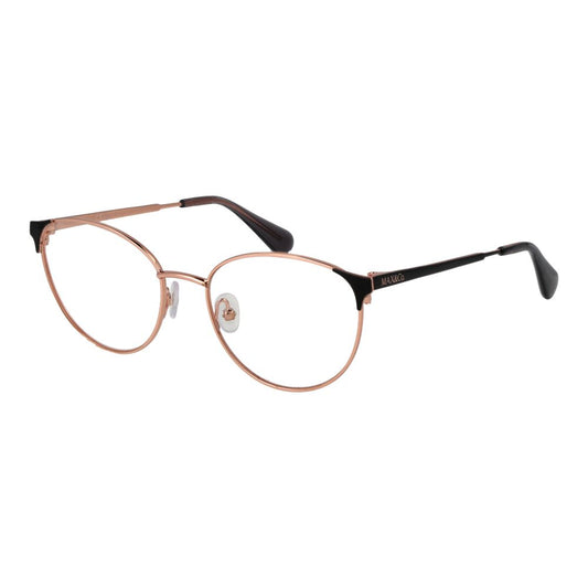 Eyeglasses Frames by Max & Co for women in metal rose-gold showcases a reflective silhouette, artfully incorporating a sophisticated rose-gold coloured frame with a distinct full-frame frame design.