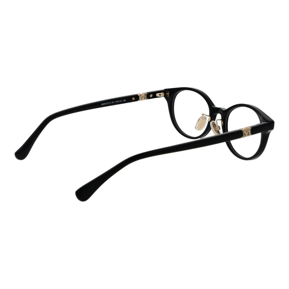 Eyeglasses Frames by Max Mara for women in acetate black features a refined silhouette, showcasing a refined black coloured frame and full-frame frame design for a sophisticated, premium look.