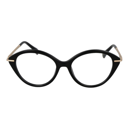 Eyeglasses Frames by Max Mara for women in acetate and black showcases an refined full-frame frame design featuring a sophisticated black coloured frame for an refined and refined aesthetic.