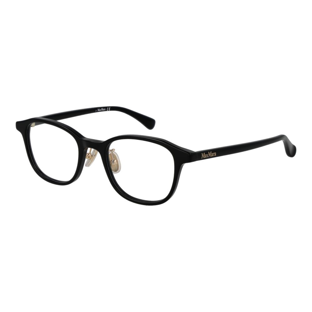 Eyeglasses Frames by Max Mara for women in acetate and black showcases a refined silhouette, detailed with a black coloured frame finish and a sophisticated full-frame frame design.