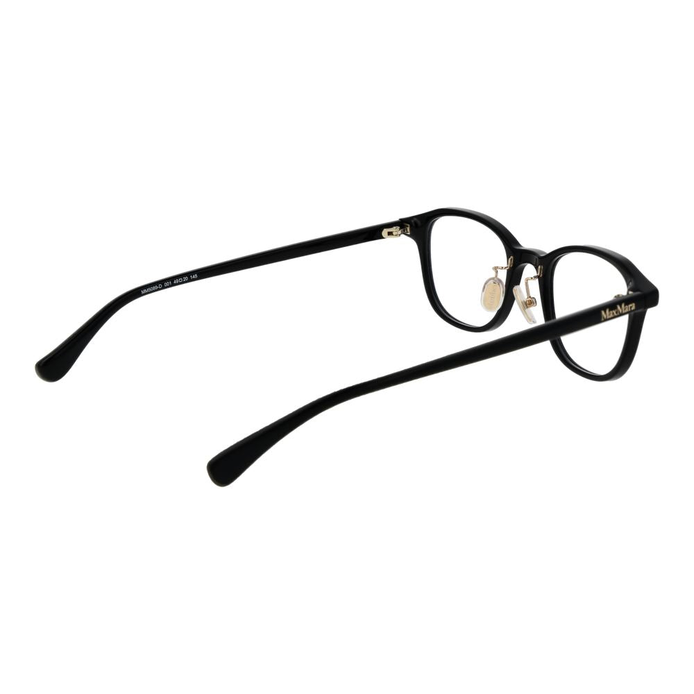 Eyeglasses Frames by Max Mara for women in acetate black showcases a reflective silhouette, artfully incorporating a sophisticated black coloured frame with a distinct full-frame frame design.