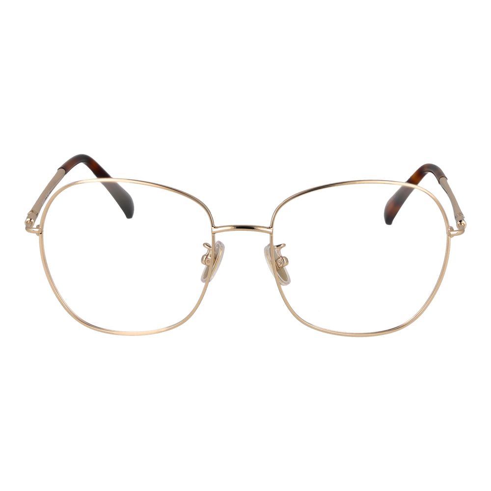 Eyeglasses Frames by Max Mara for women in metal gold features a refined silhouette, showcasing a refined gold coloured frame and full-frame frame design for a sophisticated, premium look.