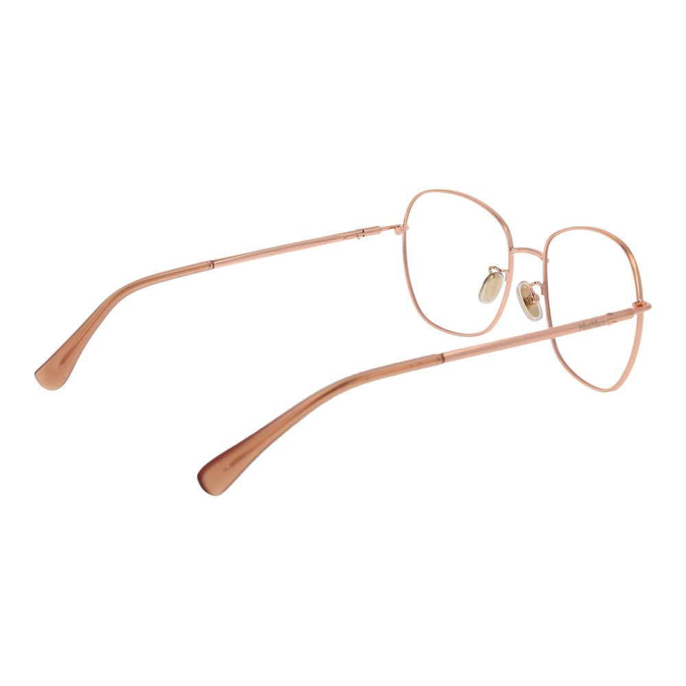 Eyeglasses Frames by Max Mara for women in metal rose-gold showcases a refined full-frame frame design with a refined rose-gold coloured frame finish for a refined and sophisticated look.