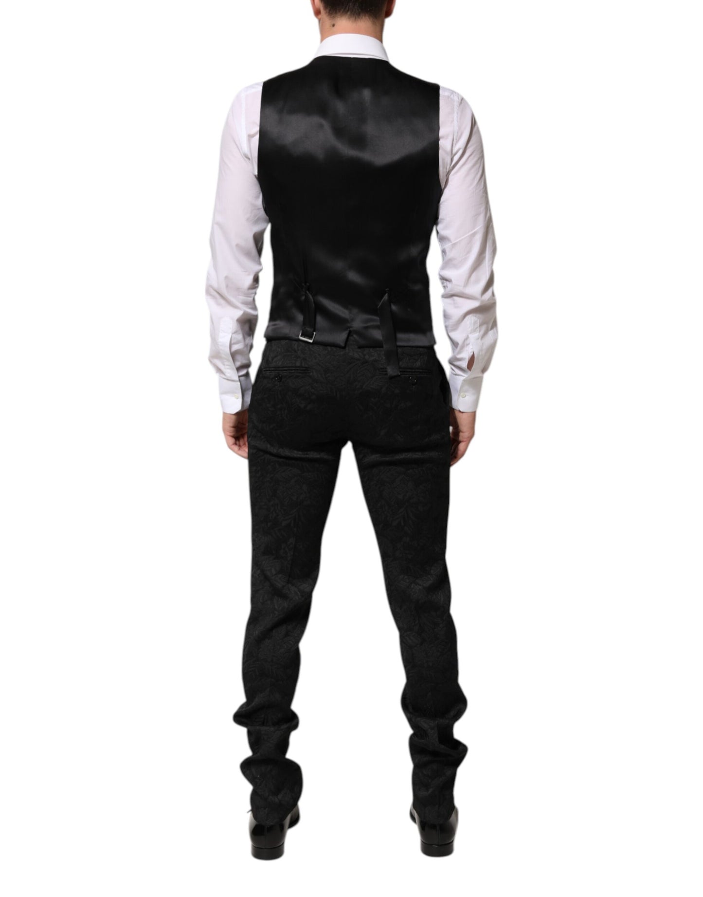Dolce & Gabbana Black 3 Piece Brocade Jacquard Suit MARTINI