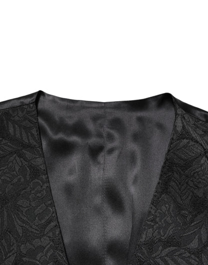 Dolce & Gabbana Black 3 Piece Brocade Jacquard Suit MARTINI