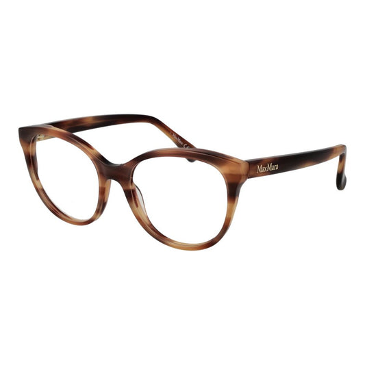 Eyeglasses Frames by Max Mara for women in acetate brown features an refined silhouette, showcasing a sophisticated brown coloured frame and refined full-frame frame design for a refined look.