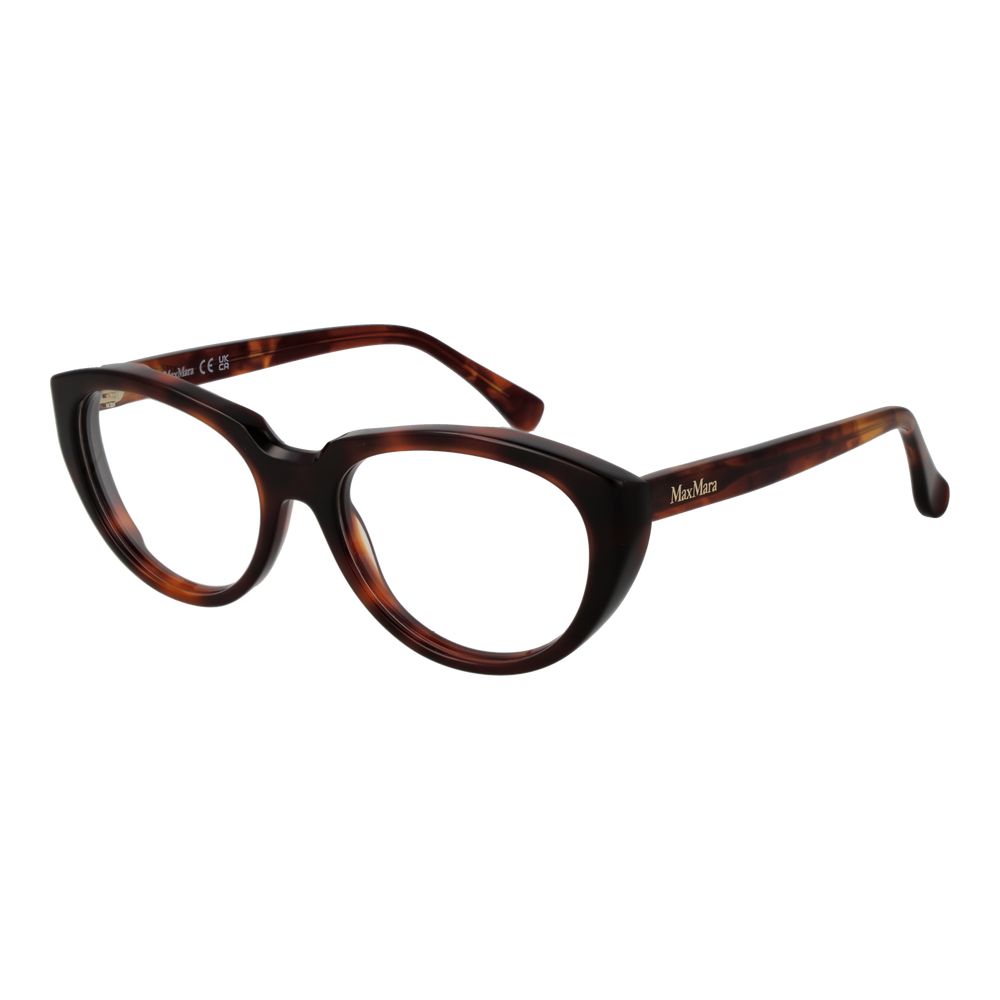 Eyeglasses Frames by Max Mara for women in acetate brown features a refined silhouette, showcasing a refined brown coloured frame and full-frame frame design for a sophisticated, premium look.