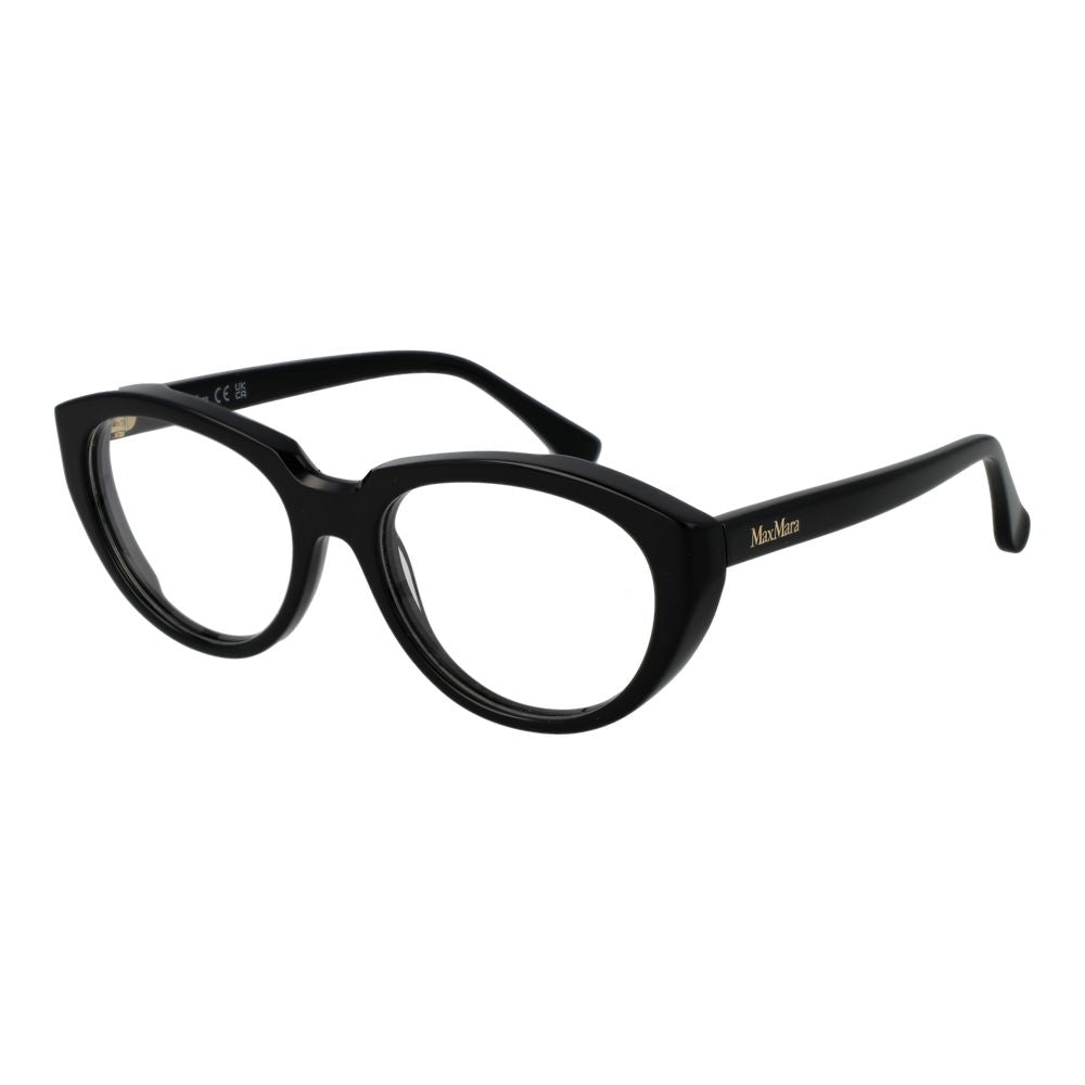 Eyeglasses Frames by Max Mara for women in acetate black showcases a refined full-frame frame design with a refined black coloured frame finish for a refined and sophisticated look.