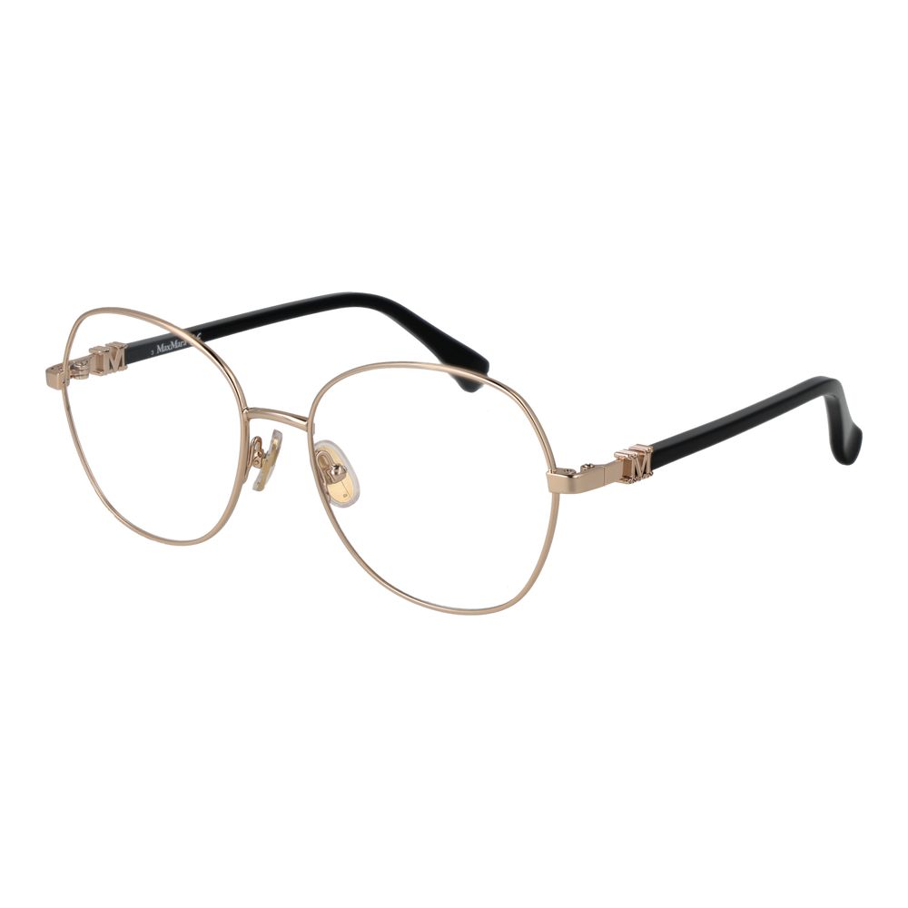 Eyeglasses Frames by Max Mara for women in metal gold showcases a refined full-frame frame design with a refined gold coloured frame finish for a refined and sophisticated look.