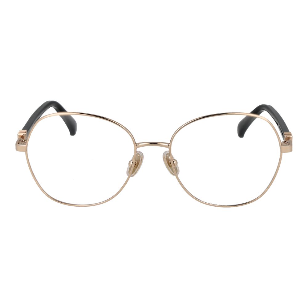 Eyeglasses Frames by Max Mara for women in metal gold features an refined silhouette, showcasing a sophisticated gold coloured frame and refined full-frame frame design for a refined look.