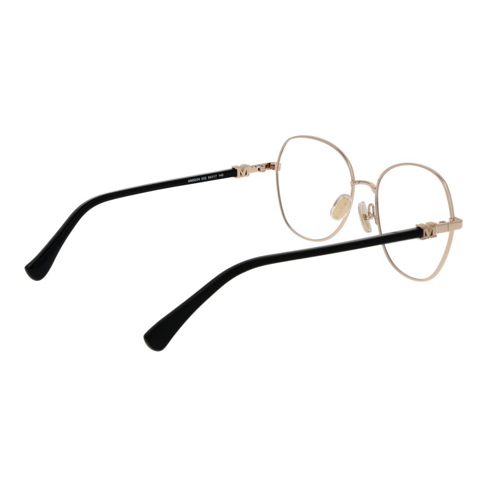 Eyeglasses Frames by Max Mara for women in metal and gold showcases a refined silhouette, detailed with a gold coloured frame finish and a sophisticated full-frame frame design.