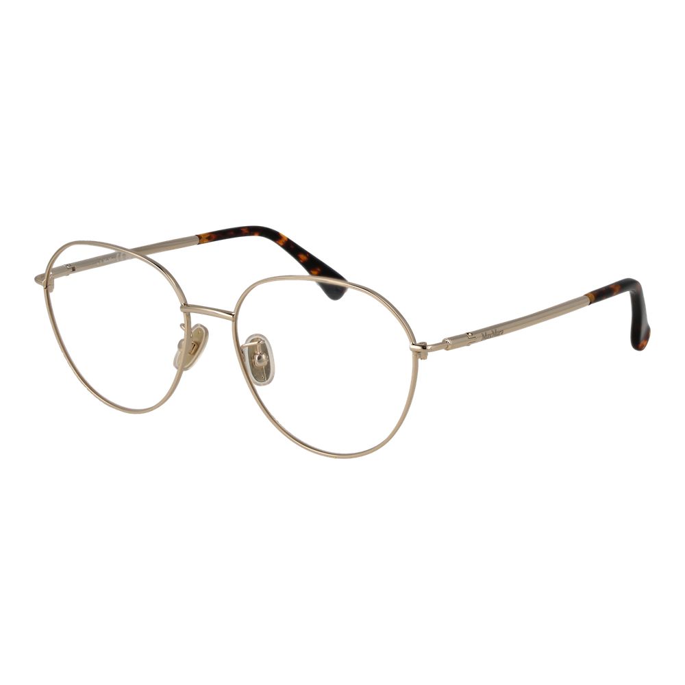 Eyeglasses Frames by Max Mara for women in metal and gold showcases an refined full-frame frame design featuring a sophisticated gold coloured frame for an refined and refined aesthetic.