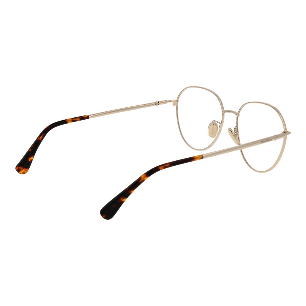 Eyeglasses Frames by Max Mara for women in metal gold showcases a reflective silhouette, artfully incorporating a sophisticated gold coloured frame with a distinct full-frame frame design.