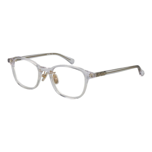 Eyeglasses Frames by Max Mara for women in acetate transparent showcases a reflective silhouette, artfully incorporating a sophisticated transparent coloured frame with a distinct full-frame frame design.