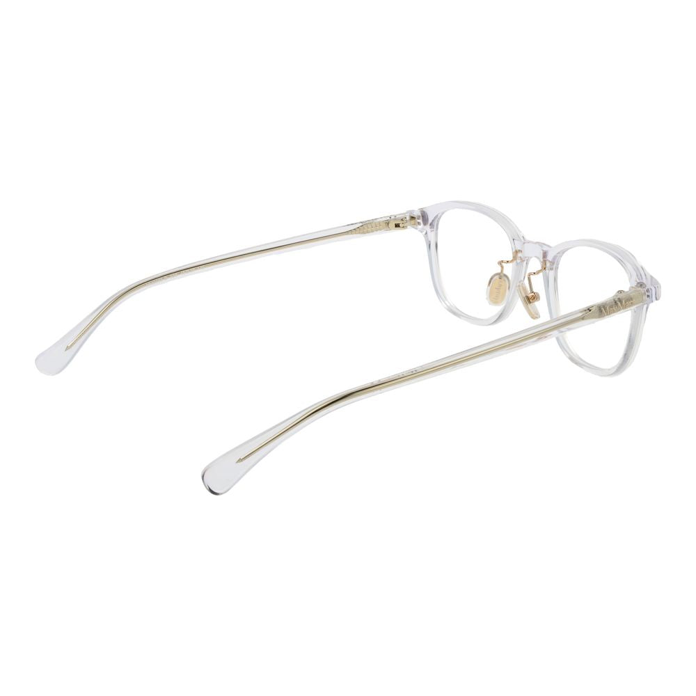 Eyeglasses Frames by Max Mara for women in acetate and transparent showcases a refined silhouette, detailed with a transparent coloured frame finish and a sophisticated full-frame frame design.