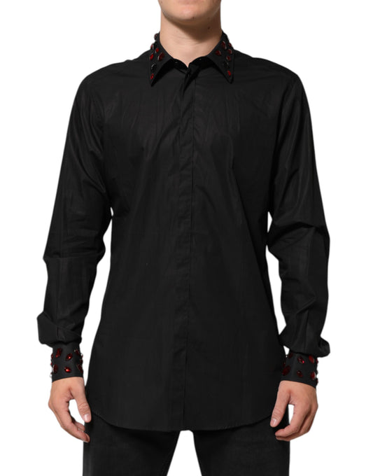Dress Shirt by Dolce & Gabbana for men in cotton black, red & patterned features an polished silhouette, showcasing a sophisticated and long-sleeve detail for a truly polished finish.