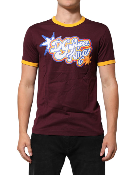 T-Shirt by Dolce & Gabbana for men in cotton burgundy, yellow, patterned & print features an edgy silhouette, meticulously detailed with a sophisticated short-sleeve and for a truly edgy finish.