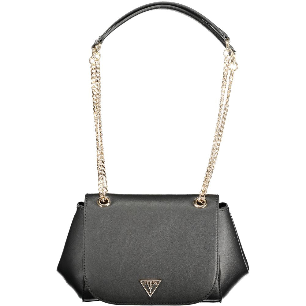 Handbag by Guess Jeans for women in polyethylene black features a ornamental silhouette, showcasing a secure zipper, ample built-in-compartments & internal-pockets, and ornamental handle for a sophisticated look.