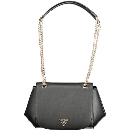 Handbag by Guess Jeans for women in polyethylene black features a ornamental silhouette, showcasing a secure zipper, ample built-in-compartments & internal-pockets, and ornamental handle for a sophisticated look.