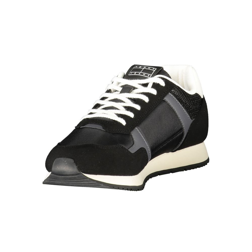 Sneakers by Tommy Hilfiger for men in polyester & polyurethane black features an sumptuous design from the Men's Fashion Polyester & Polyurethane Sneakers collection, highlighting a sumptuous fashion style for a premium, high-fashion look.