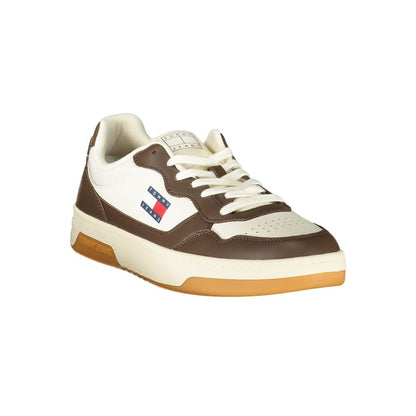 Athletic Sneakers Tommy Hilfiger men polyester polyethylene leather brown & white featuring a avant-garde Men's Athletic Polyester Polyethylene Leather Sneakers design with a avant-garde athletic style for a refined finish.