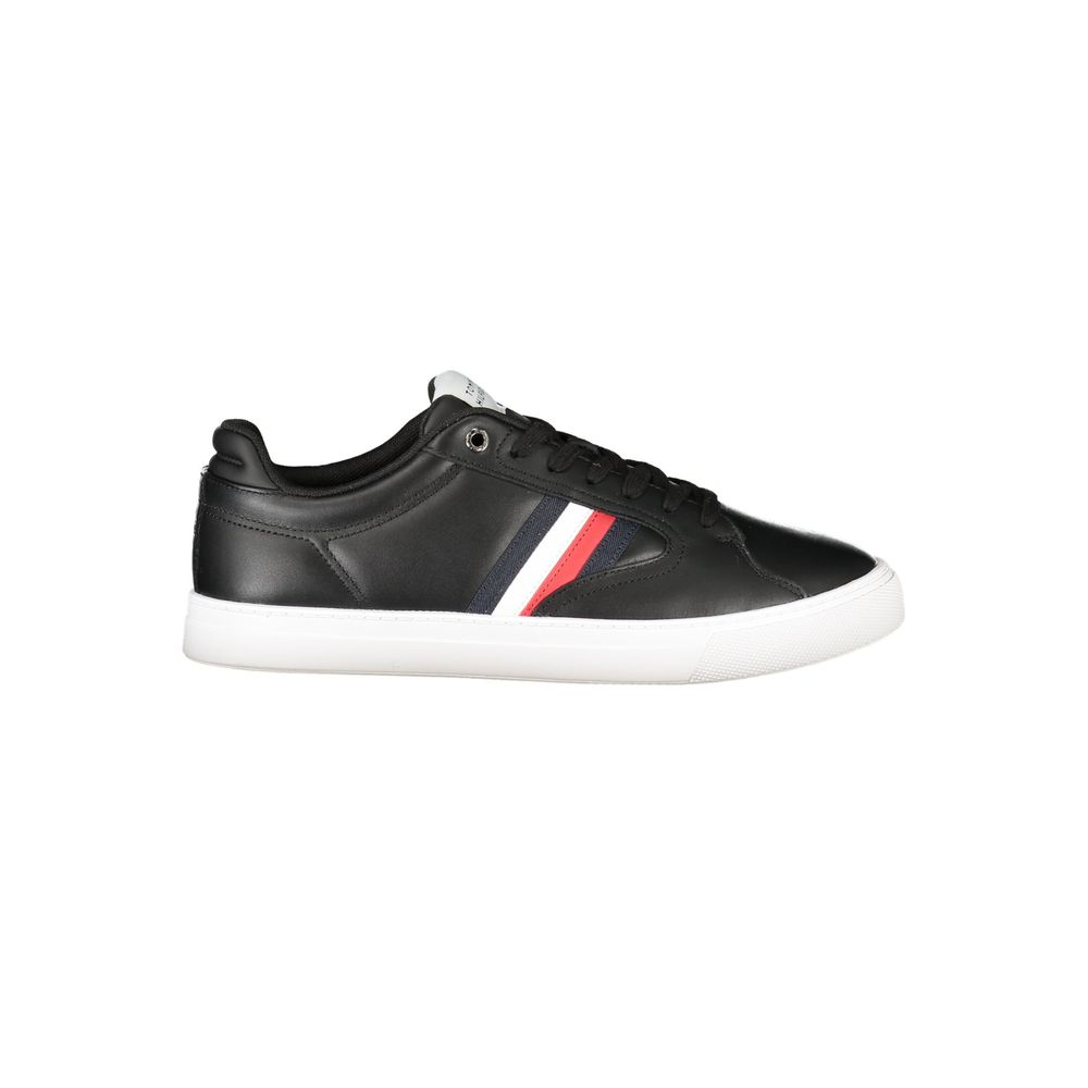 Sneakers by Tommy Hilfiger for men in polyester polyurethane leather black & signature presents a sumptuous silhouette from the Men's Fashion Polyester Polyurethane Leather Sneakers collection, showcasing a sumptuous fashion style for an elevated aesthetic.