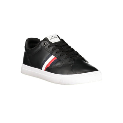 Sneakers by Tommy Hilfiger for men in polyester polyurethane leather black & signature presents a sumptuous silhouette as Men's Fashion Polyester Polyurethane Leather Sneakers, expertly defined by a sumptuous fashion style for a sumptuous, high-fashion look.