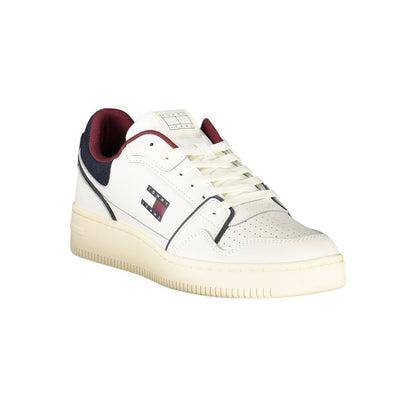 Sneakers by Tommy Hilfiger for men in polyurethane leather white features an opulent silhouette from the Men's Low-Top Basketball Polyurethane Leather Sneakers collection, showcasing a signature low-top basketball style with an opulent finish.