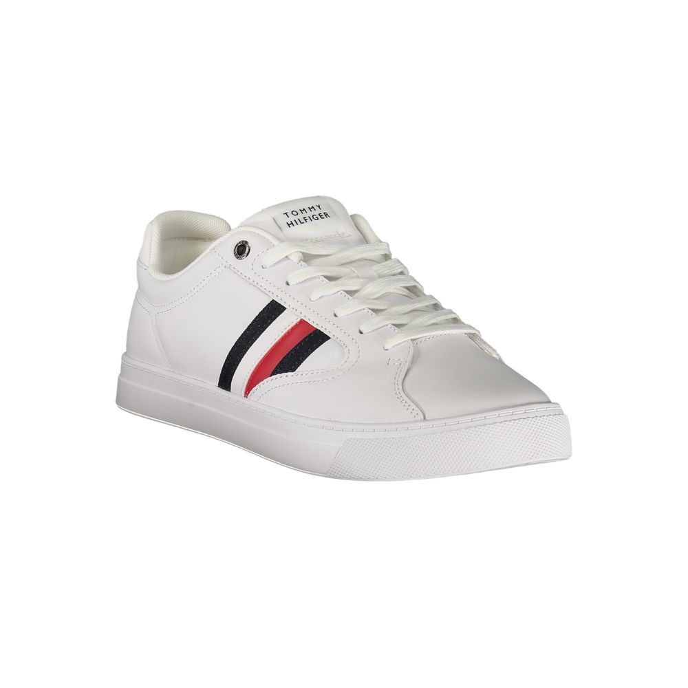Sneakers by Tommy Hilfiger for men in polyester polyethylene leather white & print features an opulent silhouette from the Men's Fashion Polyester Polyethylene Leather Sneakers collection, showcasing a signature fashion style with an opulent finish.