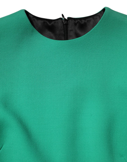Dolce & Gabbana Women's Long-Sleeve Crew Neck Silk Viscose & Acetate Midi Mini Dress - Green