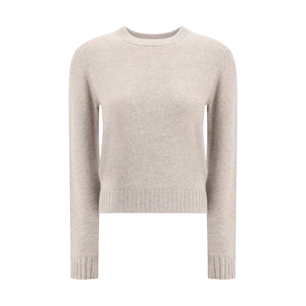 Sweater by Allude for women in cashmere & capra leather beige showcases a downtown chic silhouette, artfully finished with a downtown chic crew neckline and for a sophisticated, high-end look.
