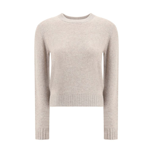 Sweater by Allude for women in cashmere & capra leather beige showcases a downtown chic silhouette, artfully finished with a downtown chic crew neckline and for a sophisticated, high-end look.
