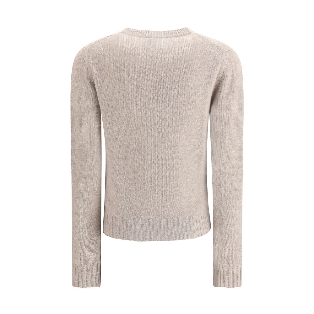 Sweater by Allude for women in cashmere & capra leather beige features an tactile silhouette, showcasing a sophisticated crew neckline and tactile for a refined finish.